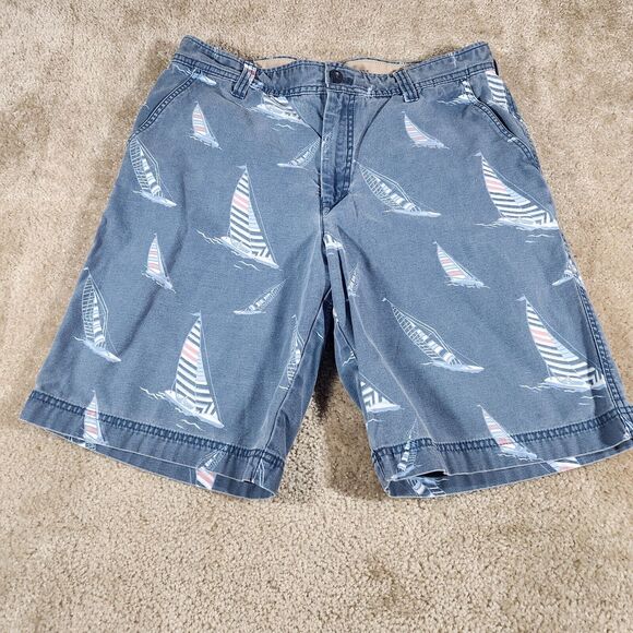 IZOD SALTWATER PRINTED SAILING BOATS SHORTS BLUE FADE MEN’S 34 #29 - Picture 1 of 7